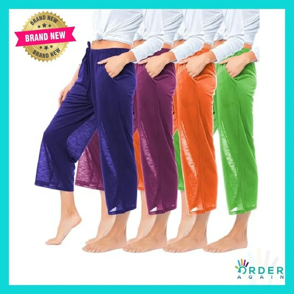 Semi-Sheer Capri Lounge Pants Flowy Drawstring Chic Versatile Wear
